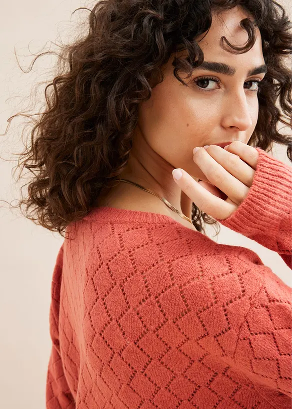 Kort genser med hullm&oslash;nster, bonprix