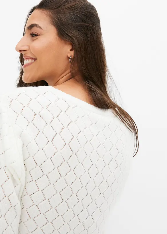 Kort genser med hullm&oslash;nster, bonprix