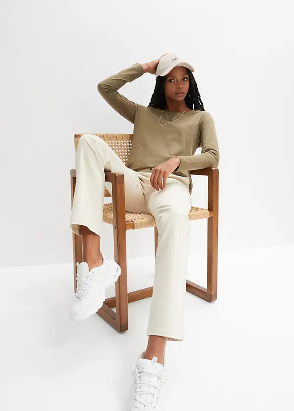 Langermet topp i 100% bomull, bonprix