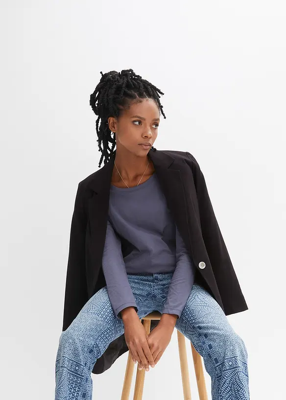 Langermet topp i lett jerseyslub, bonprix