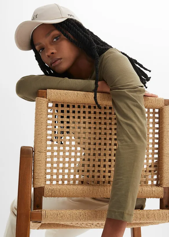 Langermet topp i 100% bomull, bonprix