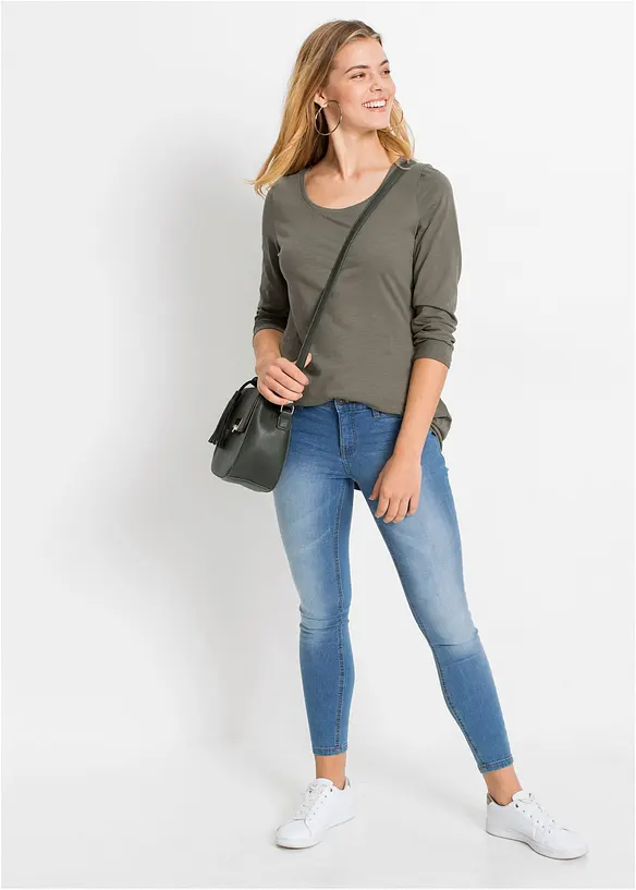 Langermet topp i 100% bomull, bonprix