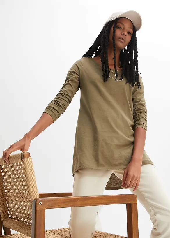 Langermet topp i 100% bomull, bonprix