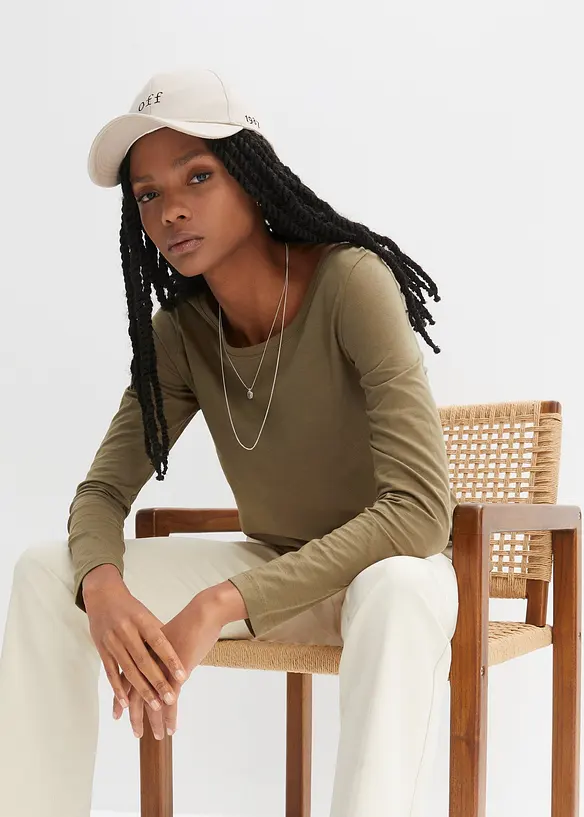 Langermet topp i 100% bomull, bonprix