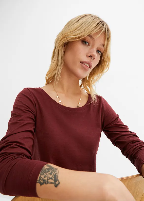 Langermet topp i 100% bomull, bonprix