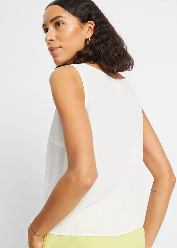 Ermel&oslash;s, krinklet bluse, bonprix