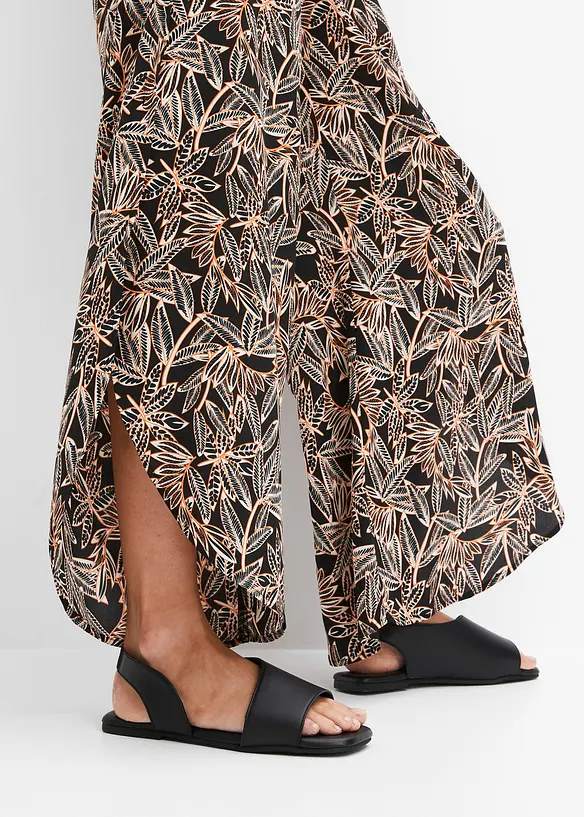 Bukse med vide ben og splitt, bonprix