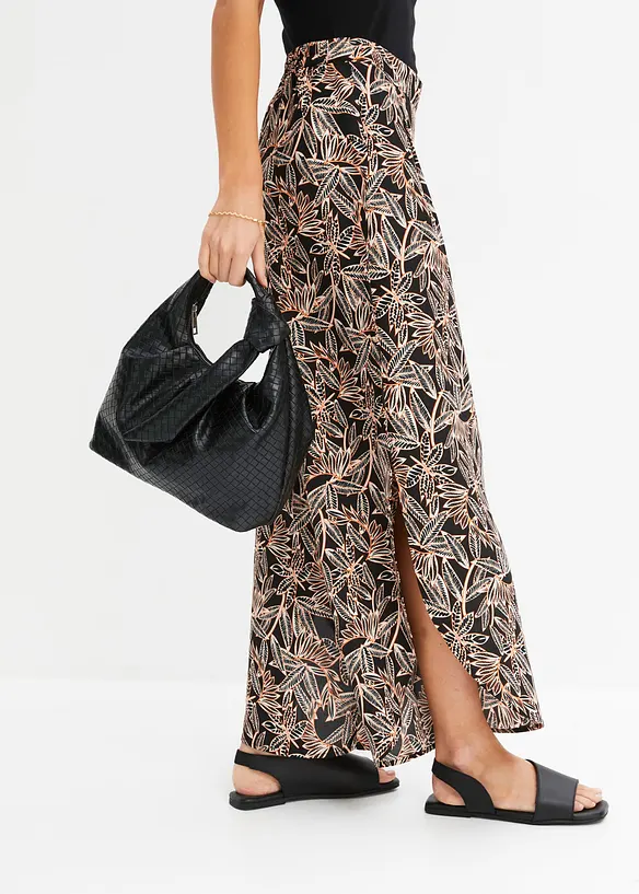 Bukse med vide ben og splitt, bonprix