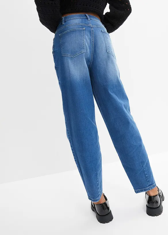 Barrel-Jeans, High Waist, &oslash;kologisk bomull, bonprix