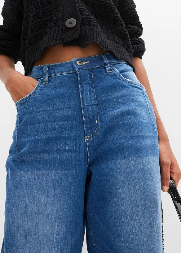 Barrel-Jeans, High Waist, &oslash;kologisk bomull, bonprix
