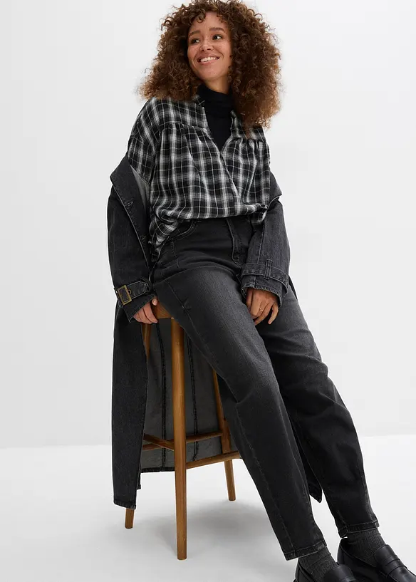 Barrel-Jeans, High Waist, &oslash;kologisk bomull, bonprix