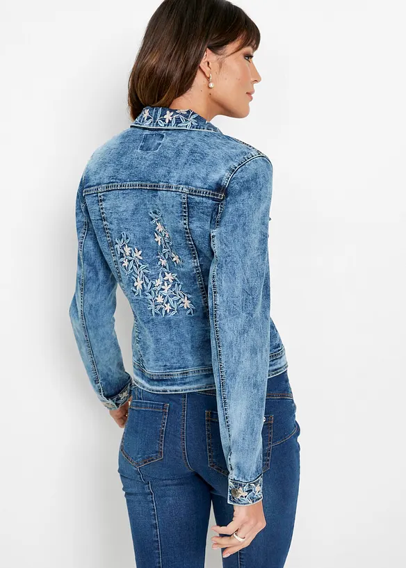 Jeansjakke med broderi, bonprix