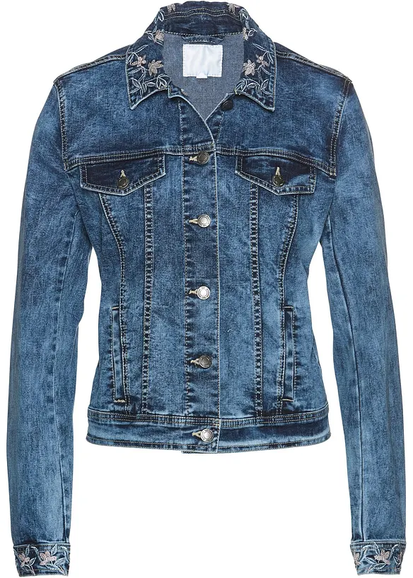 Jeansjakke med broderi, bonprix