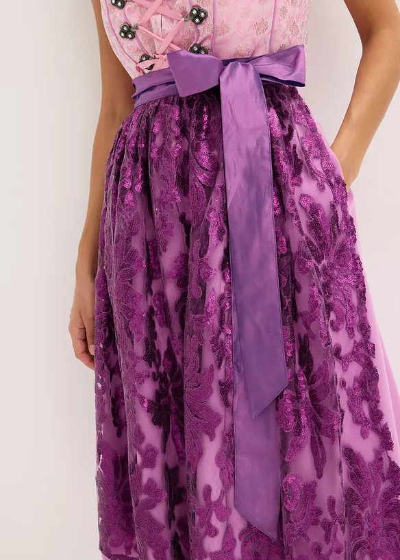 Tyrolerkjole med paljett-forkle (2-delt sett), bonprix