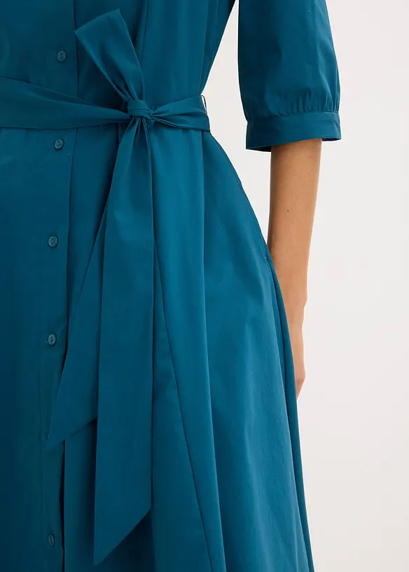 Skjortekjole med blonder og knytebelte, bonprix