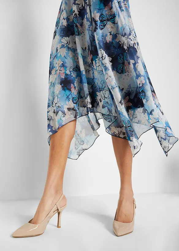 Chiffonkjole med fine blonder, bonprix