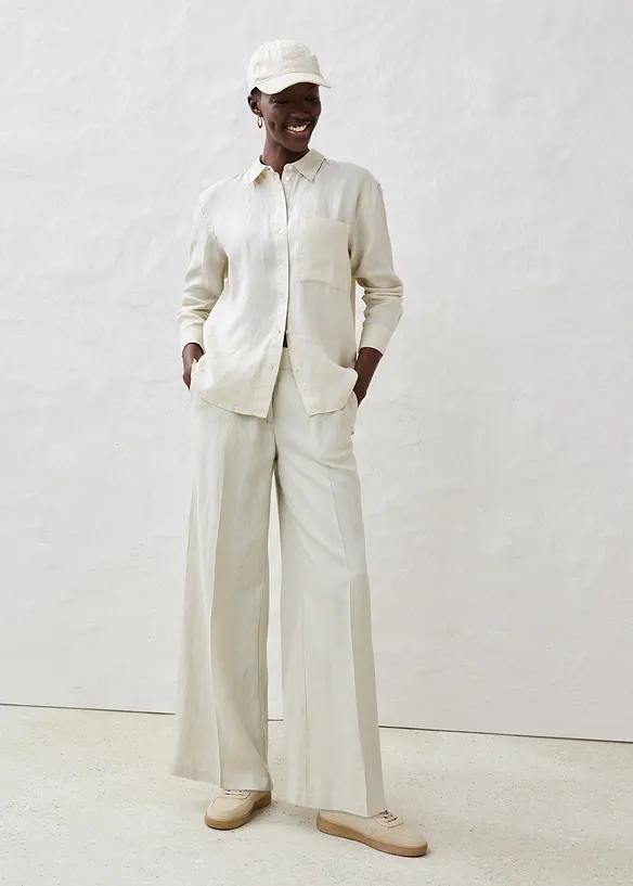 Bukse med legg av 100% lin, bonprix