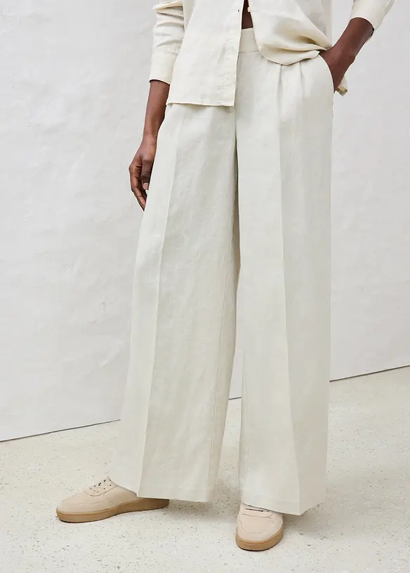 Bukse med legg av 100% lin, bonprix