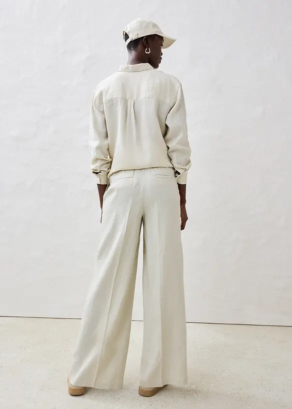 Bukse med legg av 100% lin, bonprix