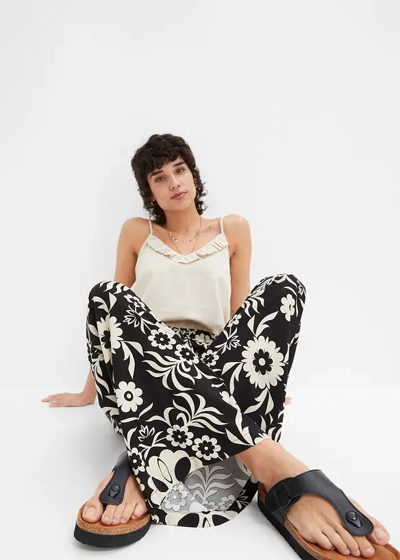 Vid bukse i lett viskose, bonprix