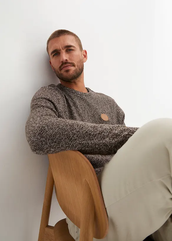 Genser med rund hals og bomull, bonprix