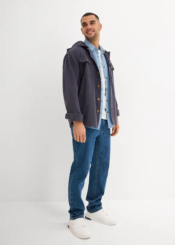 Kortermet skjorte i denim i &oslash;kologisk bomull, Slim Fit, bonprix