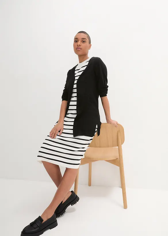 Strikkejakke i 100% bomullsslub-materiale, bonprix