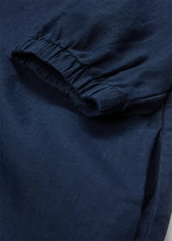 Kjole i 100% lin, 3/4-lange ermer, bonprix