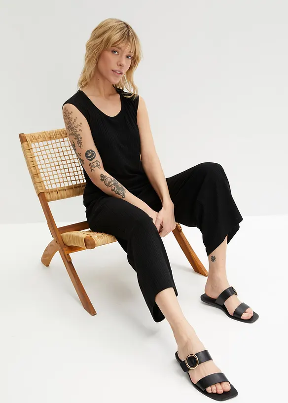 Bukse i ribbet jersey med komfortlinning, bonprix