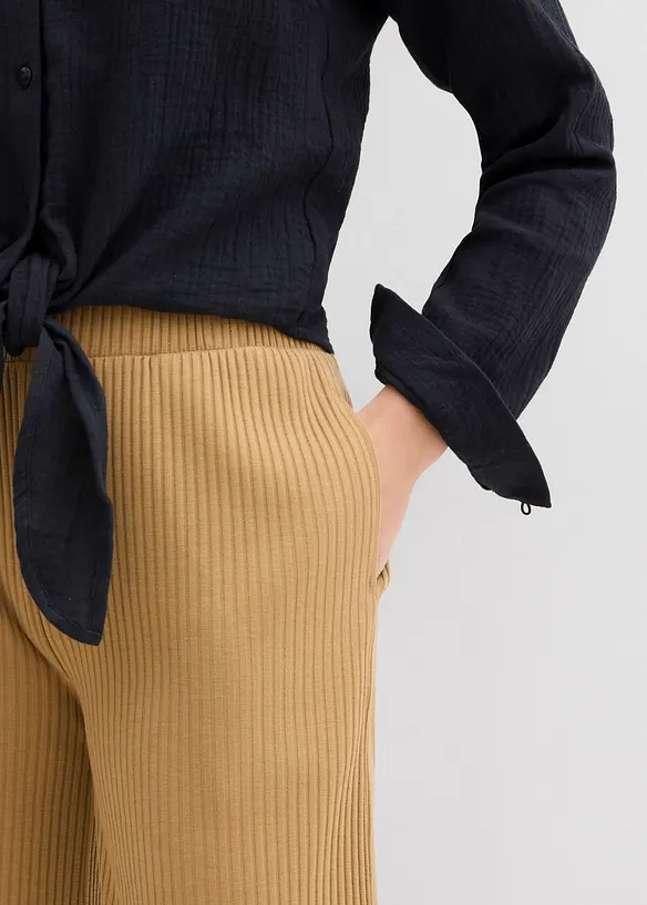 Bukse i ribbet jersey med komfortlinning, bonprix