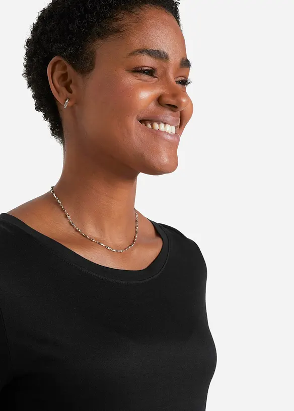 Lang topp i viskose med volang, bonprix