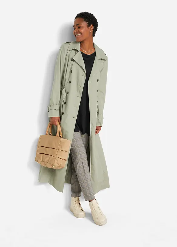 Lang topp i viskose med volang, bonprix