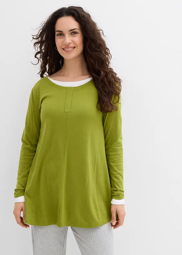 Langermet topp i bomull-/viskosemiks, bonprix