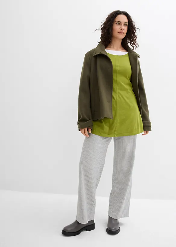 Langermet topp i bomull-/viskosemiks, bonprix