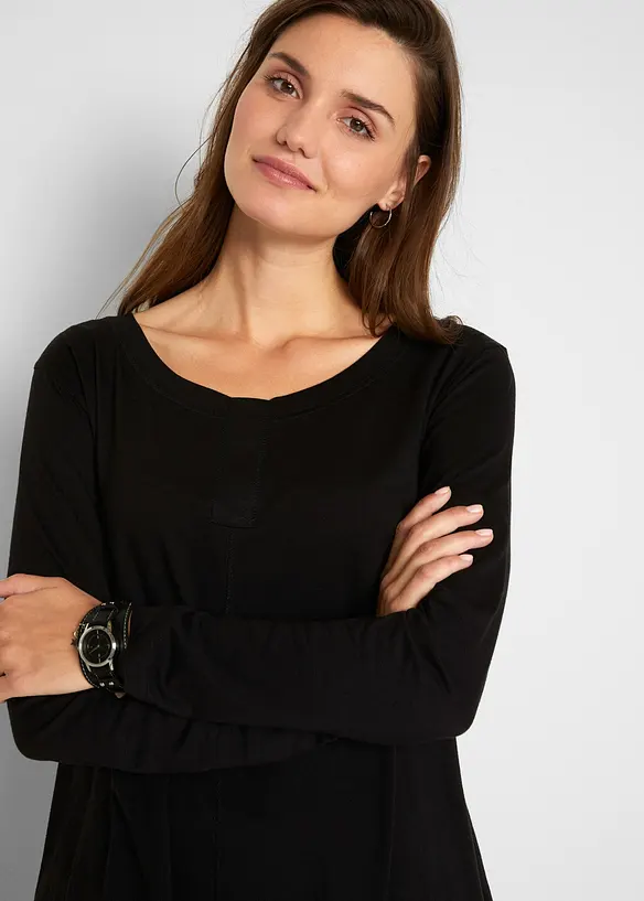 Langermet topp i bomull-/viskosemiks, bonprix