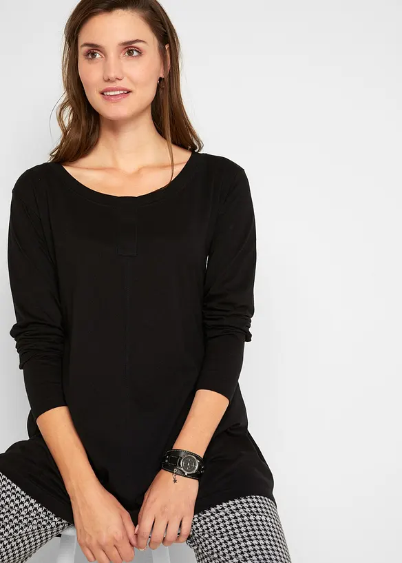 Langermet topp i bomull-/viskosemiks, bonprix