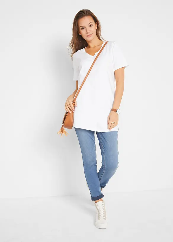 Lang topp med V-hals (2-pack), bonprix