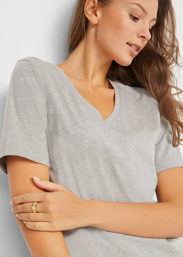 Lang topp med V-hals (2-pack), bonprix