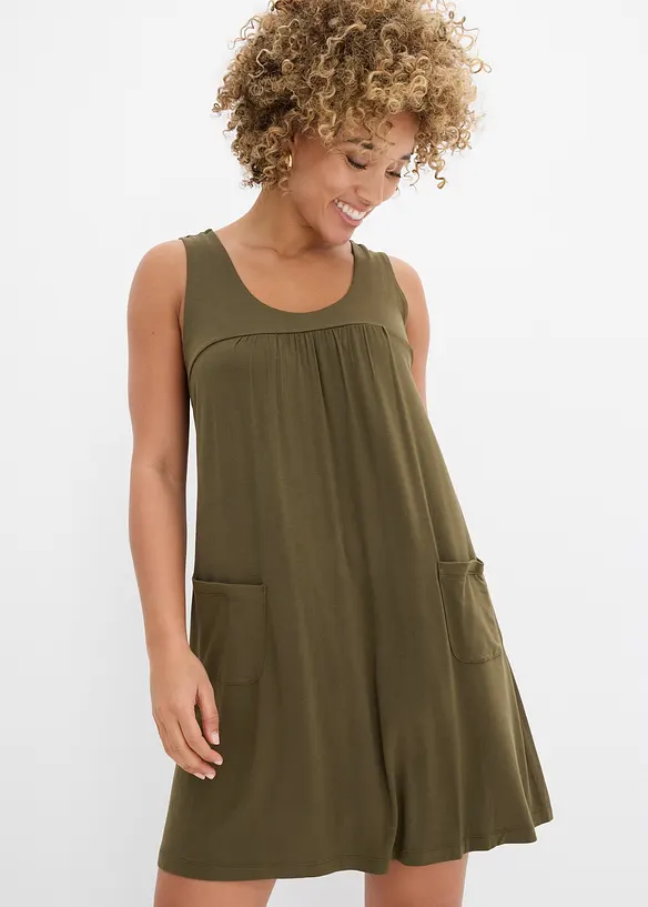 Kort jerseykjole i myk viskose, bonprix