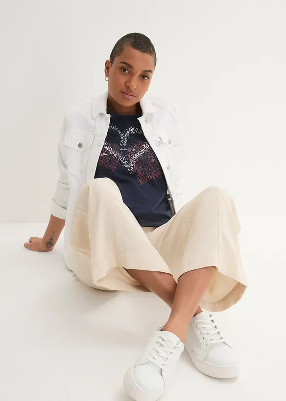 Topp i &oslash;kologisk bomull med hjerteprint, bonprix