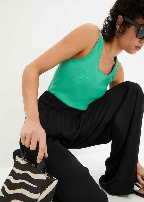 Lett palazzobukse med High Waist-komfortlinning, lang, bonprix