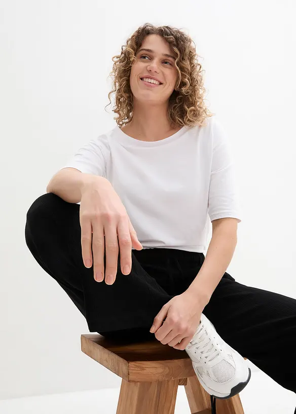 Bukse i 100% viskose med vide ben, bonprix