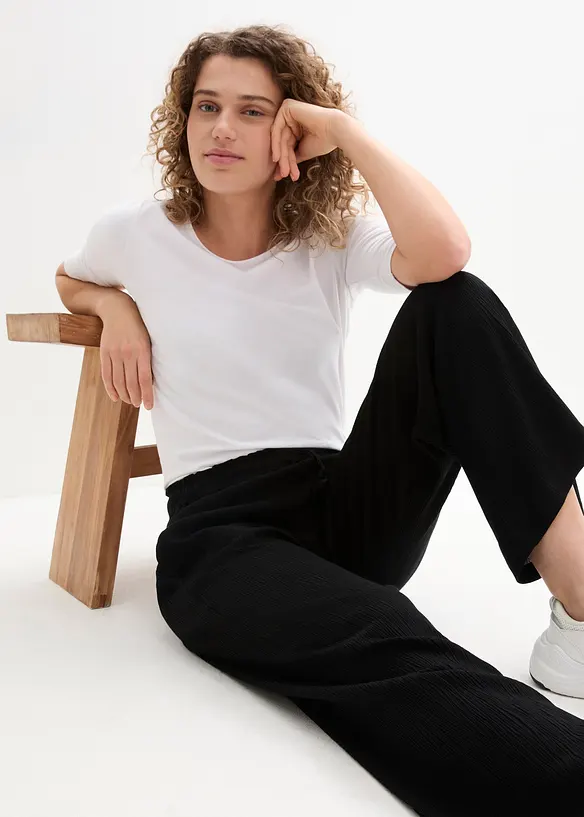 Bukse i 100% viskose med vide ben, bonprix