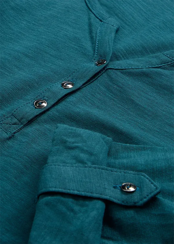 Topp i 100% &oslash;kologisk bomull med knappestolpe, bonprix