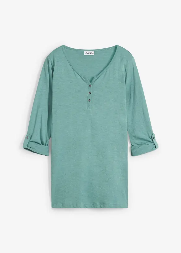 Topp i 100% &oslash;kologisk bomull med knappestolpe, bonprix