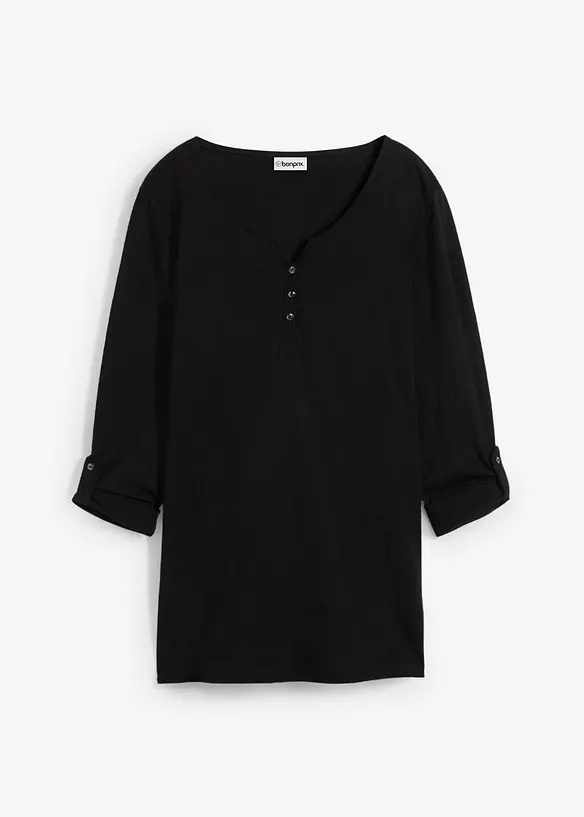 Topp i 100% &oslash;kologisk bomull med knappestolpe, bonprix