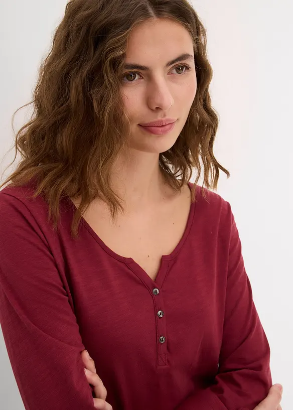 Topp i 100% &oslash;kologisk bomull med knappestolpe, bonprix