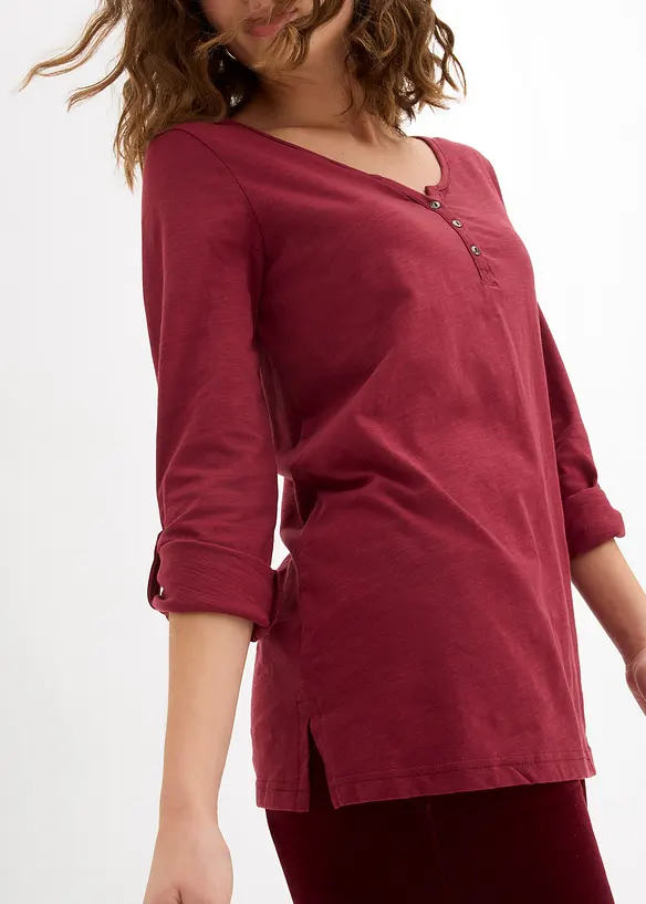 Topp i 100% &oslash;kologisk bomull med knappestolpe, bonprix