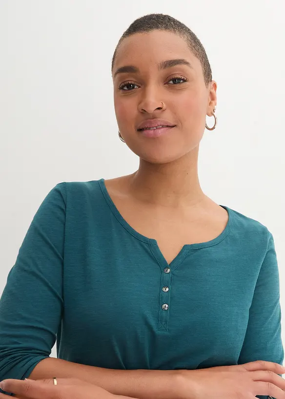 Topp i 100% &oslash;kologisk bomull med knappestolpe, bonprix