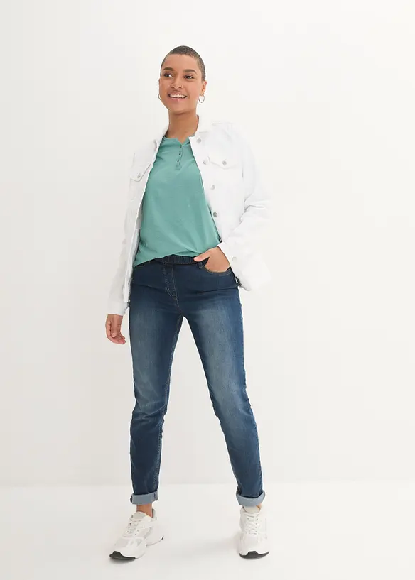 Topp i 100% &oslash;kologisk bomull med knappestolpe, bonprix